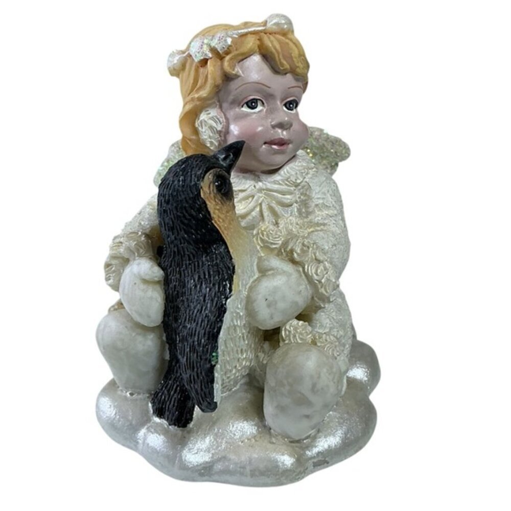 Vintage Snow Angel Figurines Christmas Collectible Snowman Pinquin Glitter Wings - Picture 3 of 16